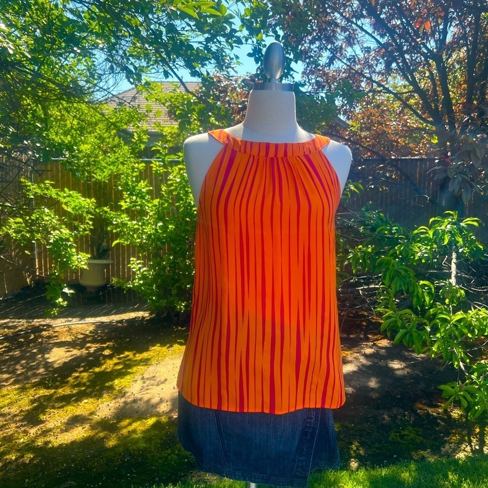 BANANA REPUBLIC Orange Striped Women's Top
